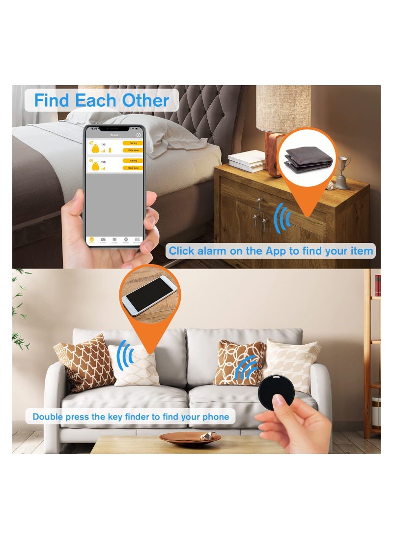 Y&D - 2 Pack Bluetooth Key Finder Locator, Mini Anti Lost Item Tag Tracker Alarm For Pet, Key, Wallet, Luggage, Compatible With Ios And Android, Incl Silicone Protective Cases (White and Black) - Image 1