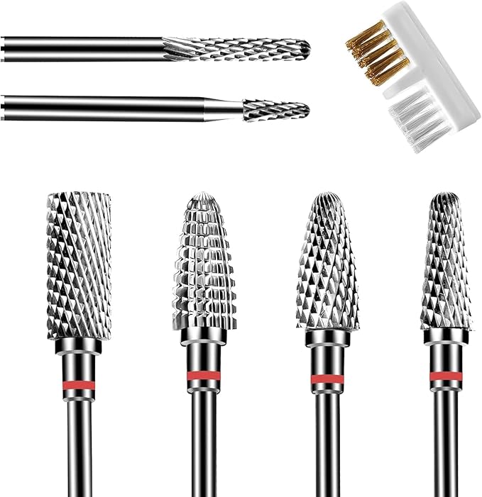 Lermende 6Pcs Nail Drill Bits Professional 332 Electric Nail Drill Bits Set for Acrylic Nails Cuticle Nail Drill Bit Quick Gel Polish Remover Manicure Pedicure Tools with Cleaning Brush Blue - Image 1