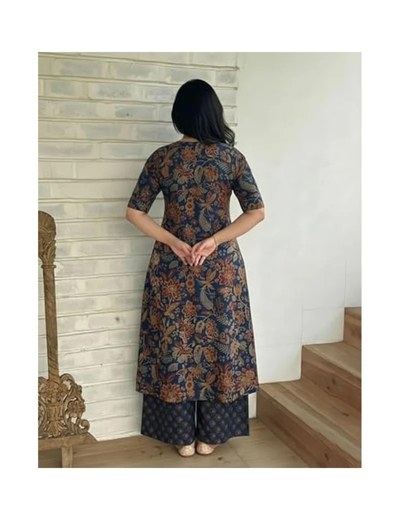 Gosriki GoSriKi Women's Rayon Viscose Straight Printed Kurta with Palazzo