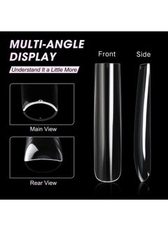 AORAEM AORAEM Extra Long Square Full Cover Nail Tips 240PCS XXXL Clear Full Cover Fake Nails False Nails 12 Sizes Tapered Square Press on Fake Nail Tips for Acrylic Nails Salons Home DIY with Box  - Image 4