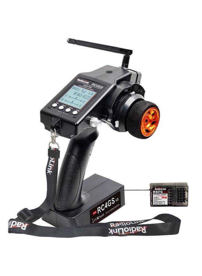 Radiolink RC4GS V3 5 Channels RC Transmitter and Receiver, 2.4GHz Surface Remote Controller R6FG Gyro RX Combo, 30 Models Storage for RC Crawler, Drifting, Bash, Buggy Cars and Boats - Image 1