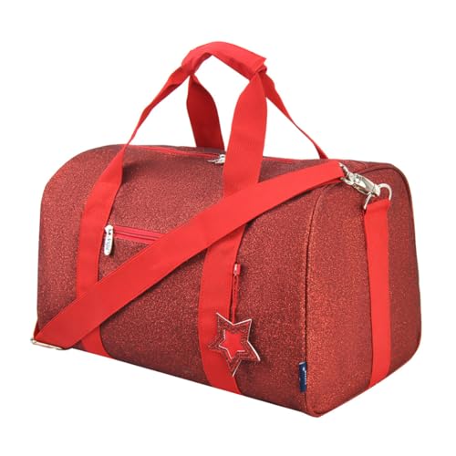 NGIL Super Star Duffle Bag Mini Dance Bag Mini Travel Bag for Sports Gymnastics and Ballet with Adjustable Strap Zippers Pockets GlitterRed Large - Image 1