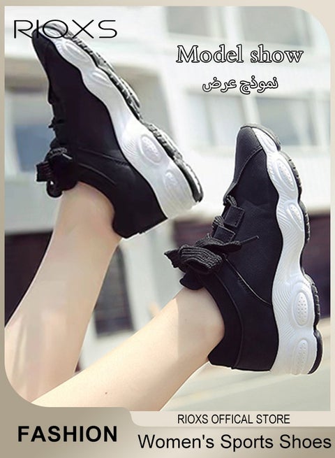 Women's Sports Shoes Breathable Platform Running Sneakers Casual Wild Shoes For Jogging Walking, Ladies Athlesiure Shoes
