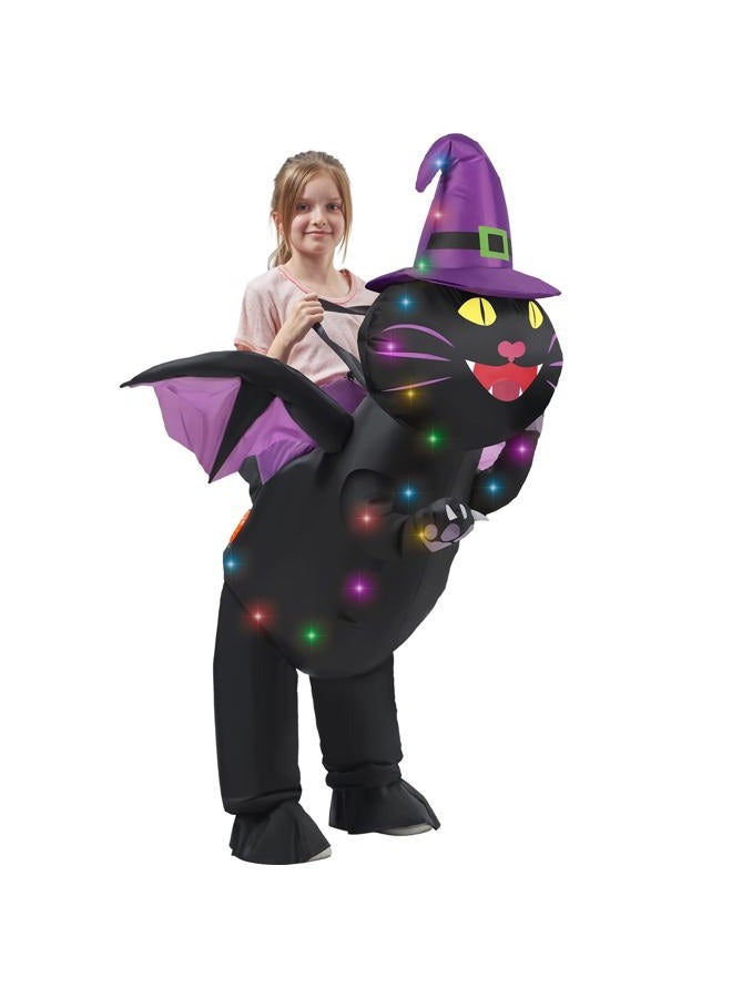 WinnerWhy Child Inflatable Costume with LED Light Blow up Halloween Animal Dress Jumpsuit for Kids Boy Girl (Cat) - Image 1