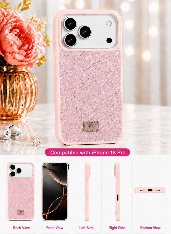 VR CREATIVE Luxury Sparkling Crystal Rhinestone Protective Phone Case Cover for Apple iPhone 18 Pro – Pink - Image 2