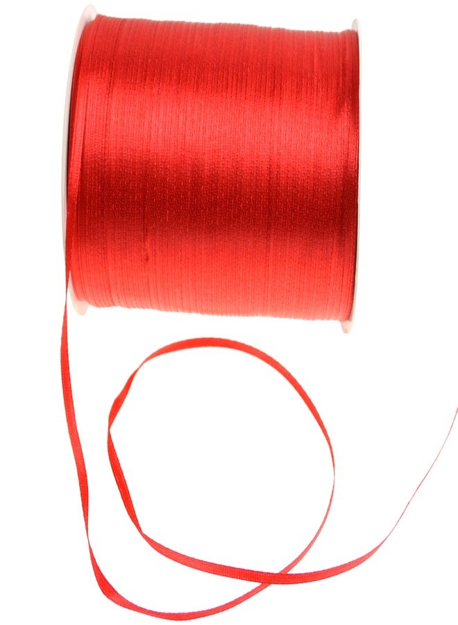 ستار شريط ساتان بعرض 1/8 بوصة، بكرة عملاقة بطول 870 ياردة | شريط بوليستر منسوج مزدوج الوجه، يُستخدم كعلامة وبطاقة تعليق للمشاريع الفنية | شريط قماشي مقاوم للبهتان لسجل القصاصات (1/8 بوصة × 870 ياردة × بكرة واحدة، أحمر) - Image 1