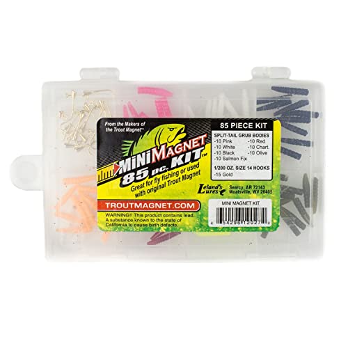 Trout Magnet Leland's Lures Trout Magnet 85 Piece Mini Magnet Kit, Includes 70 Grub Bodies and 15 Size 14 Hooks, for Fly Fishing Or with Original Trout Magnet, Chatches All Types of Fish - Image 4