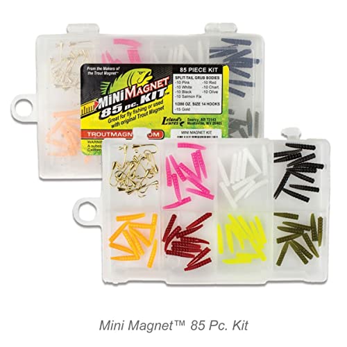Trout Magnet Leland's Lures Trout Magnet 85 Piece Mini Magnet Kit, Includes 70 Grub Bodies and 15 Size 14 Hooks, for Fly Fishing Or with Original Trout Magnet, Chatches All Types of Fish - Image 2