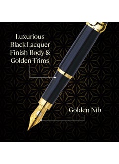 pierre cardin President Premium Fountain Pen | Luxurious Black Lacquer Finish Body With Golden Trims & Nib | Free Ink Converter & Cartridges | Ideal For Christmas, New Year & Corporate Gifting  - Image 3