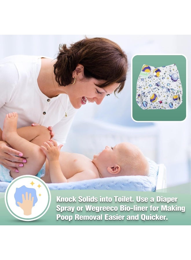 wegreeco Washable Reusable Baby Cloth Pocket Diapers 6 Pack + 6 Rayon Made from Bamboo Inserts (with 1 Wet Bag, Fantastic World) - Image 5