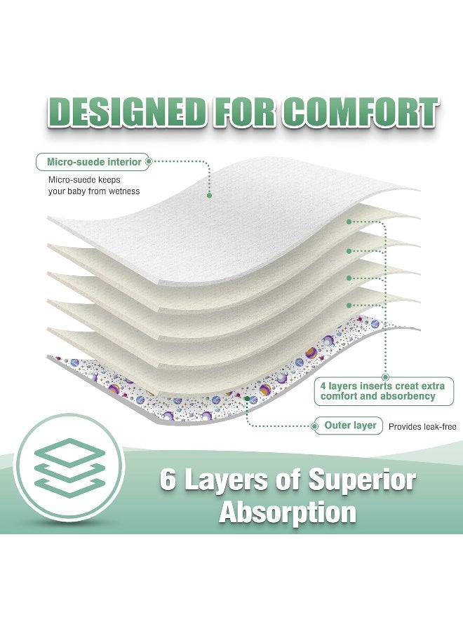 wegreeco Washable Reusable Baby Cloth Pocket Diapers 6 Pack + 6 Rayon Made from Bamboo Inserts (with 1 Wet Bag, Fantastic World) - Image 4