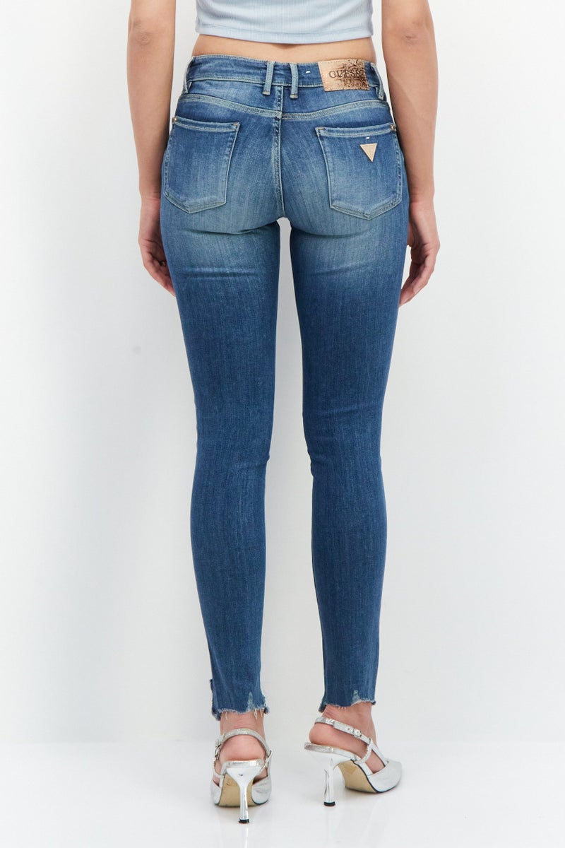 GUESS Women Skinny Fit Mid Waist Stretchable Denim Jean, Blue - Image 3