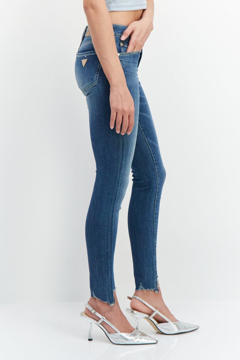 GUESS Women Skinny Fit Mid Waist Stretchable Denim Jean, Blue - Image 2