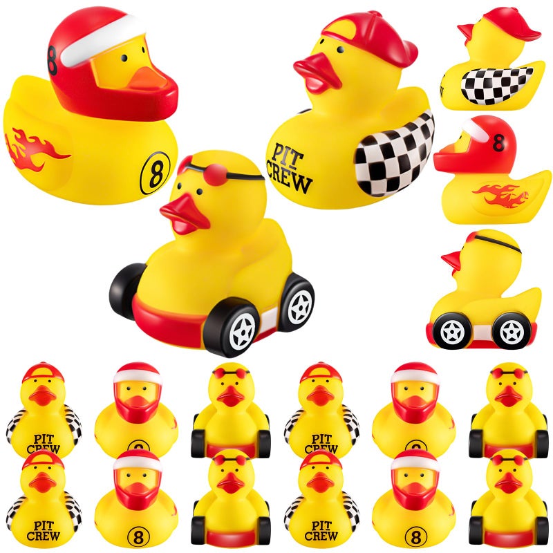 Shappy 50 Pieces Race Car Driver Rubber Duckies 2Inch Mini Rubber Race Car Duckies for Goodie Bags Racing Theme Birthday Party Favors Decorations - Image 2