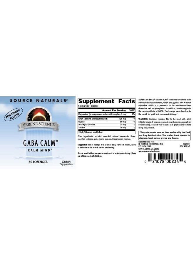 Source Naturals Serene Science, GABA Calm Quick Dissolving Peppermint Flavor* - 60 Lozenges - Image 4