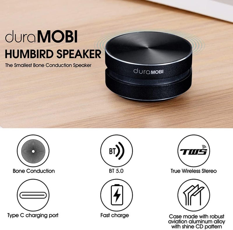 Leepesx 1 Pack Wirelessly BT Speaker Bone Conduction Speakers Mini Portable Loud Stereo Sound Built-in Mic Sound Box Black - Image 2