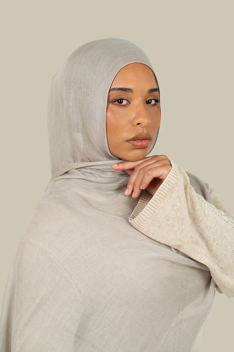 Silqrose  Feather Grey Modal Silk Hijab - Regular for Women | Best Price UAE