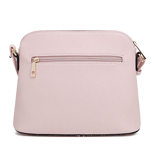 SG SUGU Lunar Lightweight Medium Dome Crossbody Bag Shoulder Bag with Double Tassels | Zipper Pocket | Adjustable Strap|Blush/Lavender - Image 2