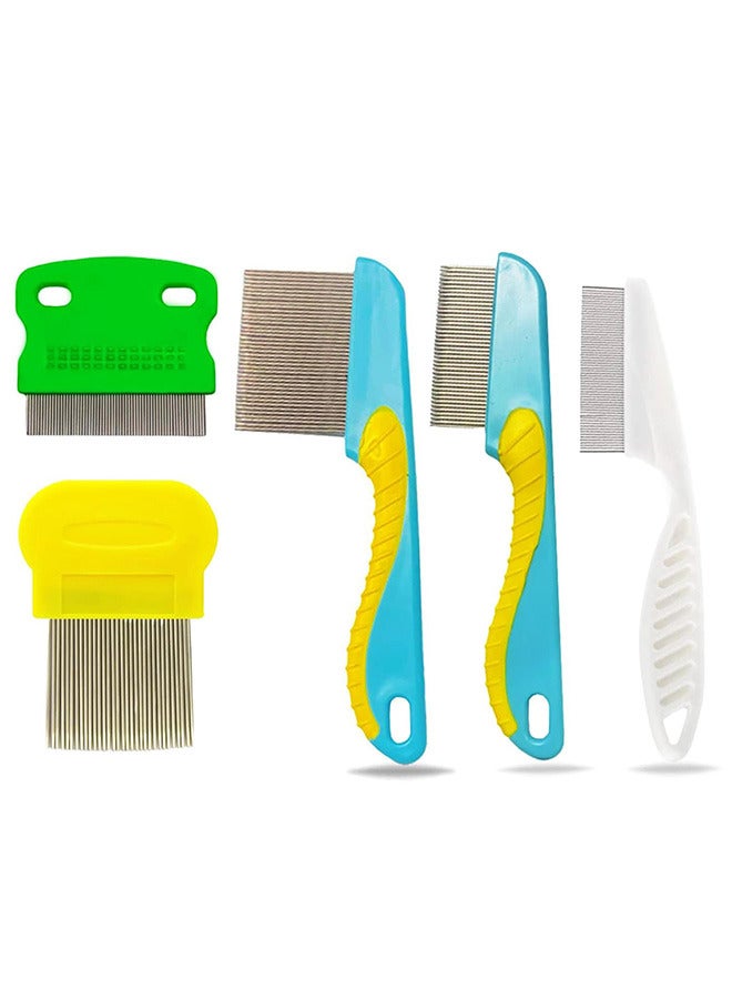 Estrico Pack Of 5 Pieces Hair Nit Combs Removes Head Lice Stainless Steel Teeth Head Lice Combs - Image 3