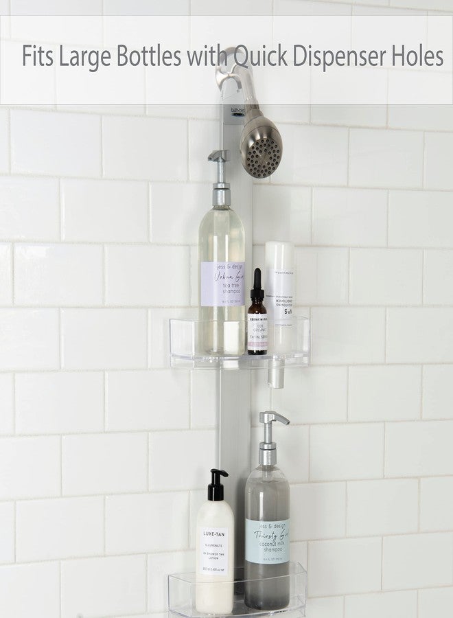 Bath Bliss Adjustable Aluminum 2 Tier Hanging Shower Caddy | Large | Bathroom Storage | Good for Shampoo, Soaps, Razors, Wash Cloths | Rust Proof | Silver - Image 4
