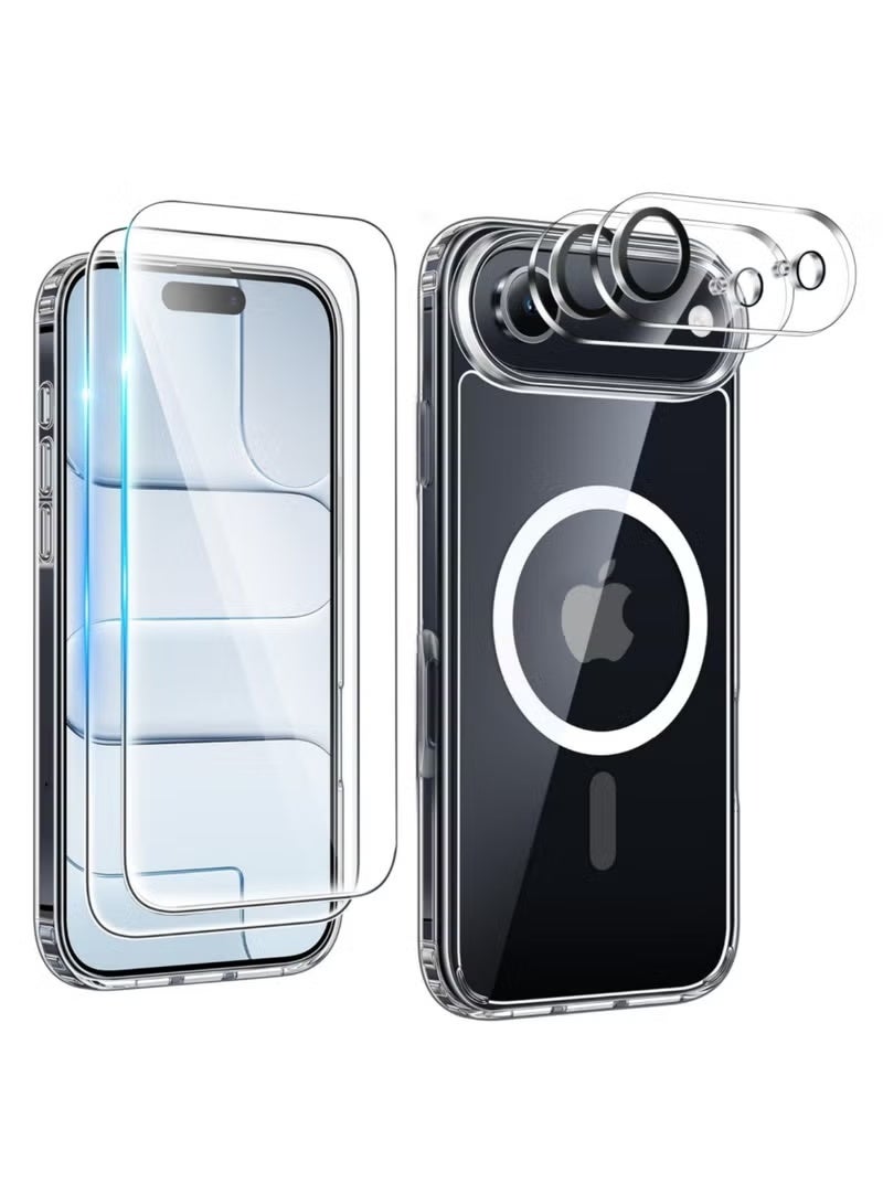 ELTRAZONE [5-in-1] Magnetic Case for iPhone Air | Anti-Yellowing Clear Slim Cover | Compatible with MagSafe | Includes 2 Tempered Glass Screen Protectors & 2 Camera Lens Protectors | Military-Grade Shockproof Full Protection Kit | Scratch-Resistant Slim Case - Image 1