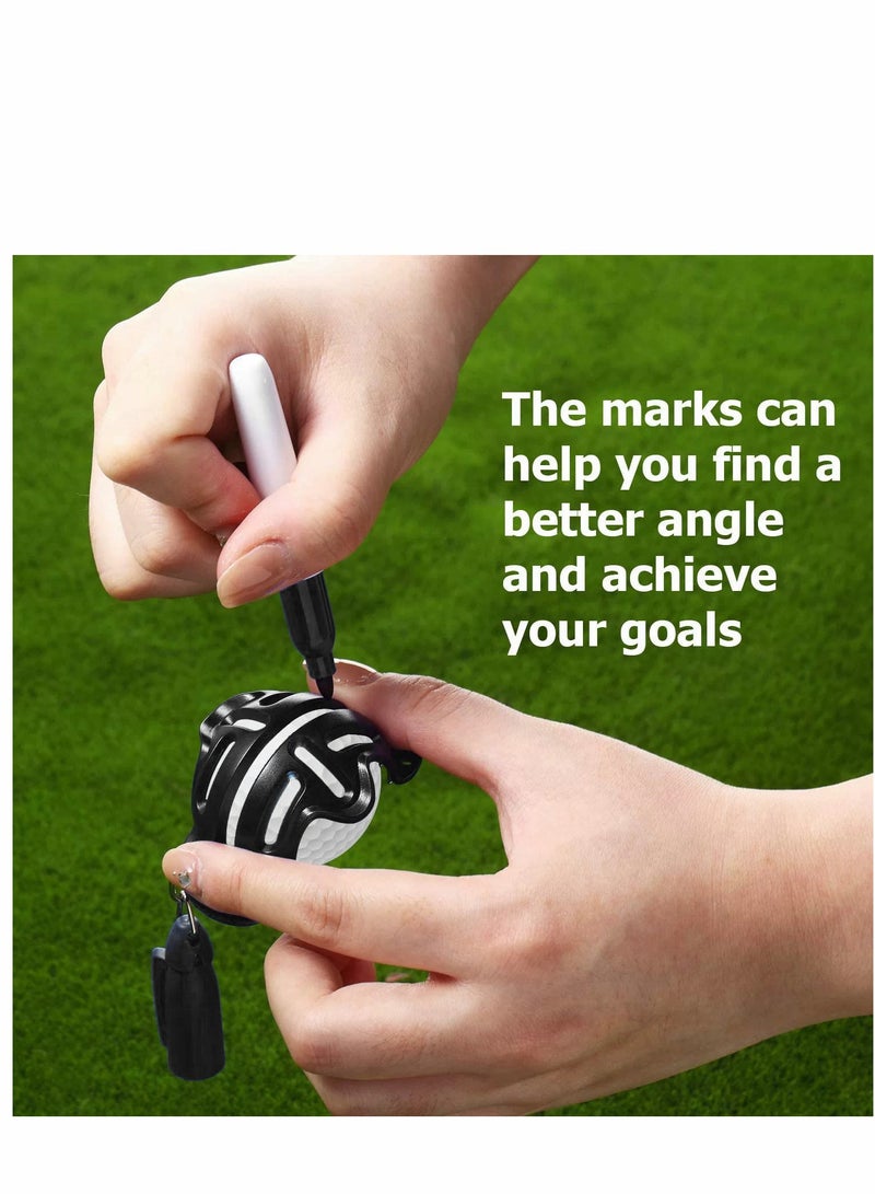 SOLARAE 8 Pcs Precision Golf Ball Marker Including 4 Golf Ball Marking Stencils and 4 Colors Golf Ball Markers, Golf Ball Line Marking Tool Kit, Alignment Identification Tool (Red + Blue + Black + Green Pen) - Image 4