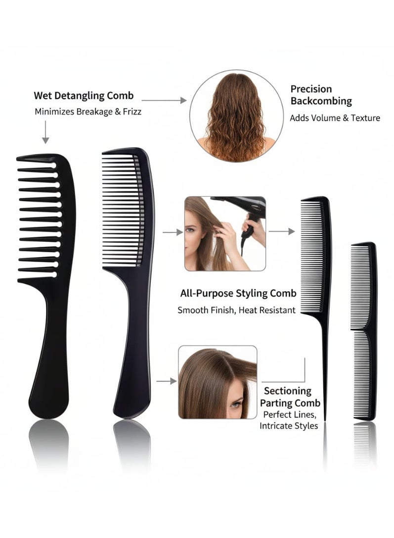 Jagravo Professional 4PCS Hair Comb Set Anti Static Black Salon Styling Kit - Image 5