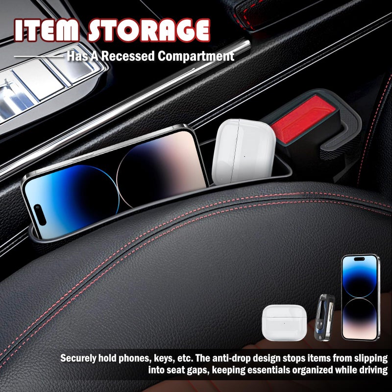 VKQTS 2PCS Short Car Seat Gap Filler Organizer with Seats Belt Holes,Anti-dropout Seat Gap Filler Fills Console Gaps,Universal Car Seats Gaps Plug with Storage Slot for Cars Storage - Image 4