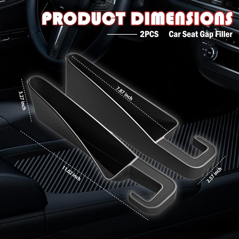 VKQTS 2PCS Short Car Seat Gap Filler Organizer with Seats Belt Holes,Anti-dropout Seat Gap Filler Fills Console Gaps,Universal Car Seats Gaps Plug with Storage Slot for Cars Storage - Image 2