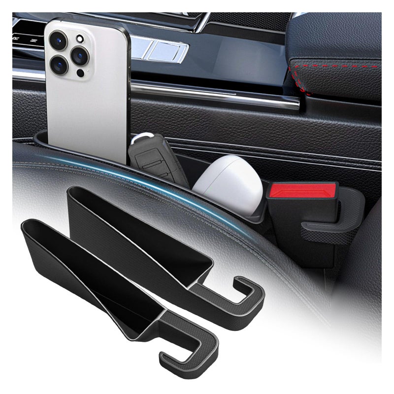 VKQTS 2PCS Short Car Seat Gap Filler Organizer with Seats Belt Holes,Anti-dropout Seat Gap Filler Fills Console Gaps,Universal Car Seats Gaps Plug with Storage Slot for Cars Storage - Image 1