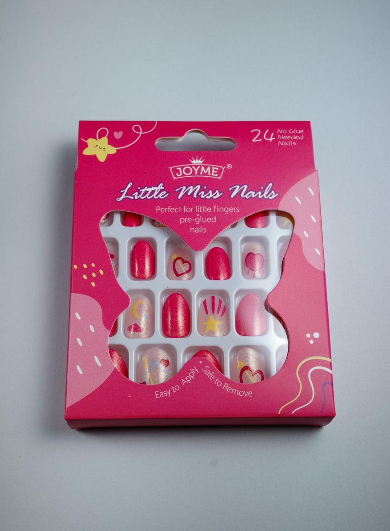 24 Pcs Children Acrylic False Nails Press on Pre-glue Full Cover Glitter Gradient Color Rainbow Short Kids Stick On False Nail Art Kits Set for Kids Little Girls,False Nails press on, impress nails, stick on nails - Image 4