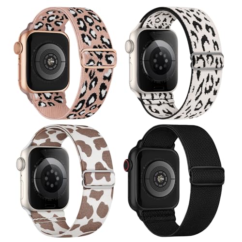 CCnutri 4 Pack Stretchy Solo Loop Compatible with Apple Watch Bands 38mm 40mm 41mm 42mm 44mm 45mm 46mm 49mm Women Men, Sport Nylon Elastic Straps Wristbands for iWatch Series 11 10 9 8 7 6 5 4 11 Ultra/SE 3 2 - Image 1