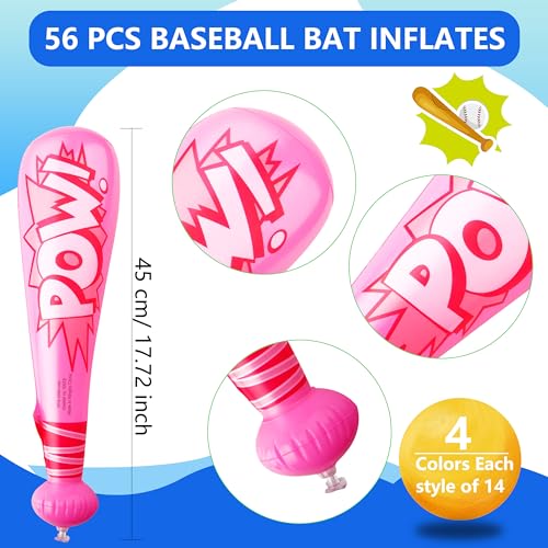 Sonarun 56 Pack 18 Inch Inflatable Baseball Bats Inflatable Toy Bats Blow Up Baseball Bat Inflates for Birthday Swimming Pool Carnival Party Favors - Image 5