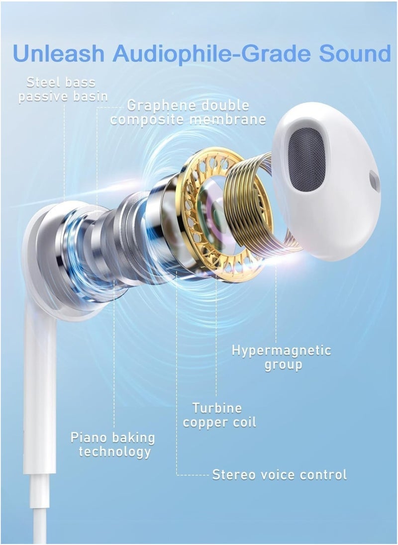 JAJEEK EarBuds With Lightning Connector | iPhone Headphones, [MFI Certified] Earphones Wired Stereo Sound Earbuds with Microphone and Volume Control, Compatible with iPhone 14/13/12/SE/11/XR/XS/X/7/7 Plus/8 | White - Image 5