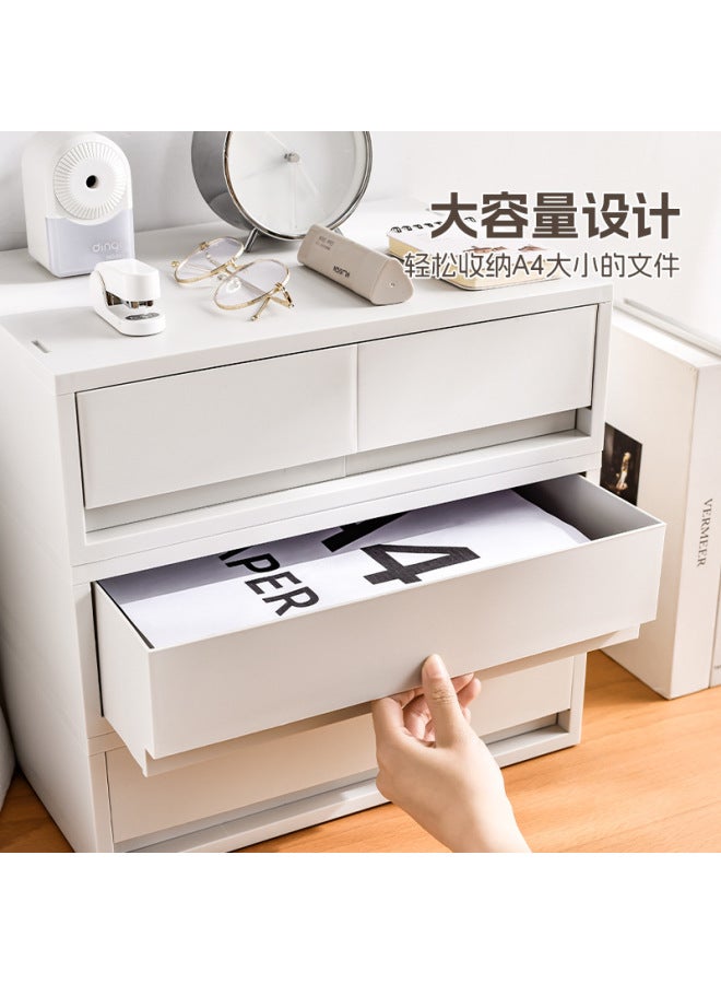 Quner Style Desktop Storage Box Cosmetic File Storage Household Sundries Storage Container Multi-layer Compartment Dustproof Drawer - Image 4