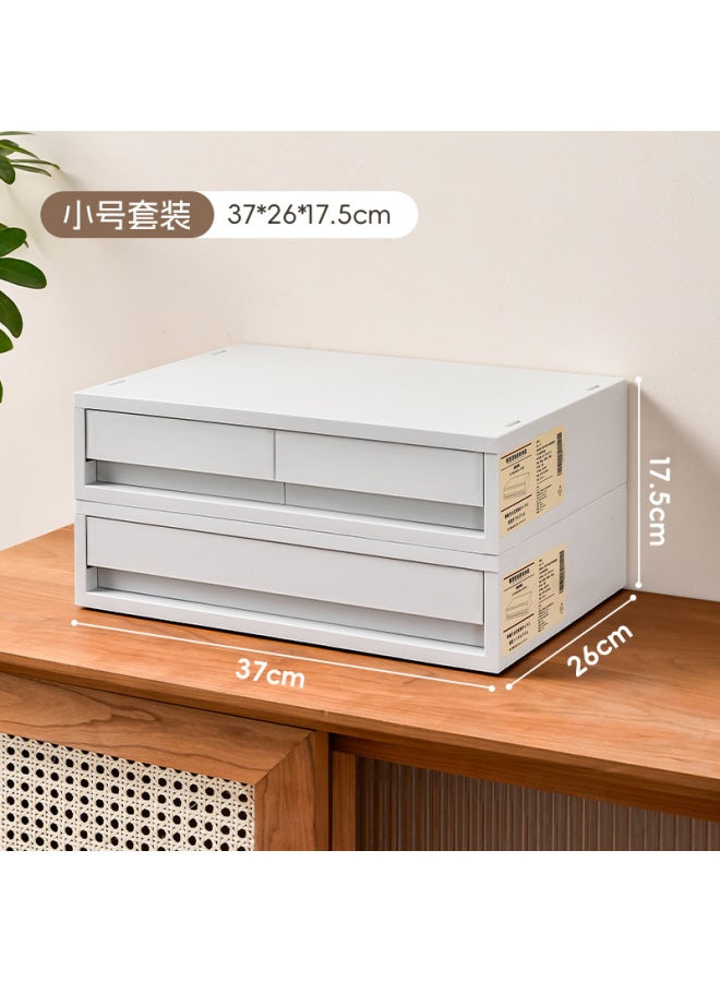 Quner Style Desktop Storage Box Cosmetic File Storage Household Sundries Storage Container Multi-layer Compartment Dustproof Drawer - Image 1