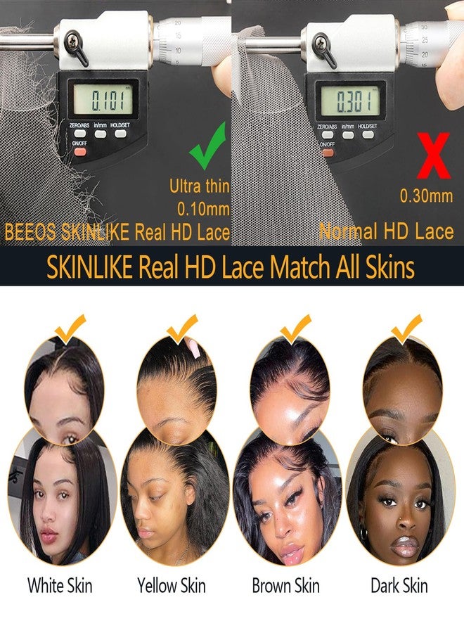 BEEOS Skinlike Real HD Lace Closure Only, 613 Blonde 6x6 Ultimate Virgin Human Hair Invisible HD Lace Closure Pre Plucked Natural Hairline Silky Straight 14 Inch - Image 4