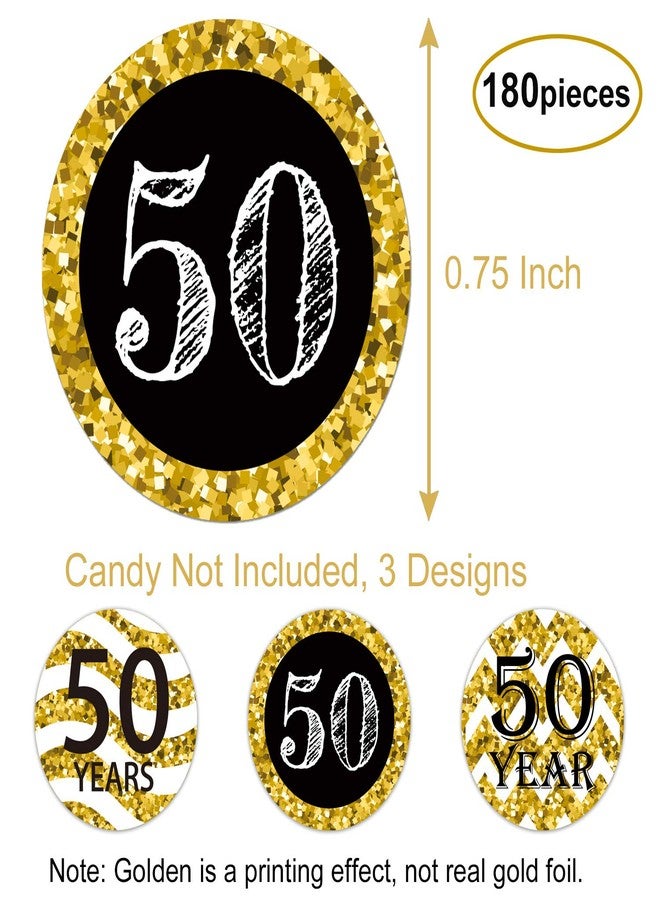 Mr.Mug 50th Birthday Party Favor Stickers, Chocolate Drop Labels Stickers, Black and Gold 50th Birthday or Anniversary Party Favor Labels, 50th Birthday Decorations, 180 Count - Image 4