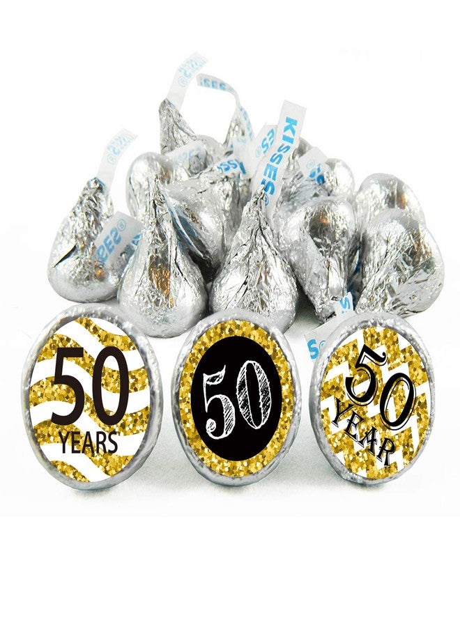 Mr.Mug 50th Birthday Party Favor Stickers, Chocolate Drop Labels Stickers, Black and Gold 50th Birthday or Anniversary Party Favor Labels, 50th Birthday Decorations, 180 Count - Image 5