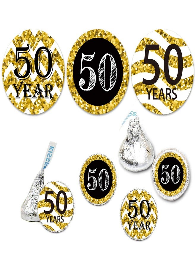 Mr.Mug 50th Birthday Party Favor Stickers, Chocolate Drop Labels Stickers, Black and Gold 50th Birthday or Anniversary Party Favor Labels, 50th Birthday Decorations, 180 Count - Image 2