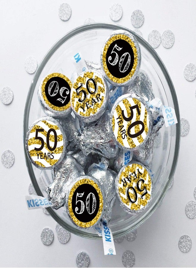 Mr.Mug 50th Birthday Party Favor Stickers, Chocolate Drop Labels Stickers, Black and Gold 50th Birthday or Anniversary Party Favor Labels, 50th Birthday Decorations, 180 Count - Image 3