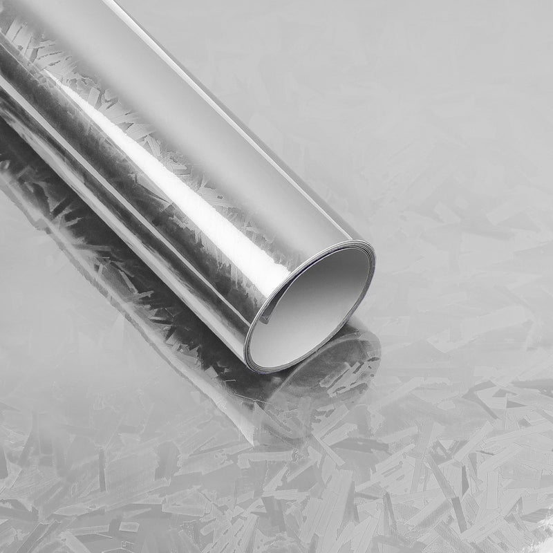 Lypumso Forged Carbon Fiber Vinyl Wrap Gloss Holograpgic Chrome Mirror Car Wrap Vinyl DIY Auto Sticker Decal Film Sheet with Bubble Free Air Release Silver 1ft x 5ft