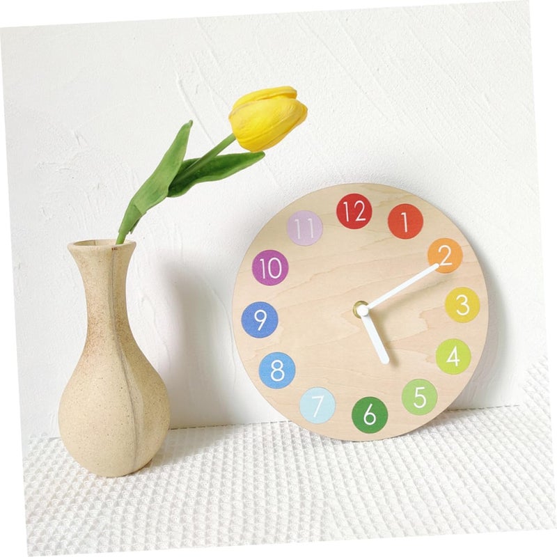 ABOOFAN Wooden Farmhouse Wall Clock DIY Decorative Mute Clock Unique Rainbow Design for Home Decor - Image 4
