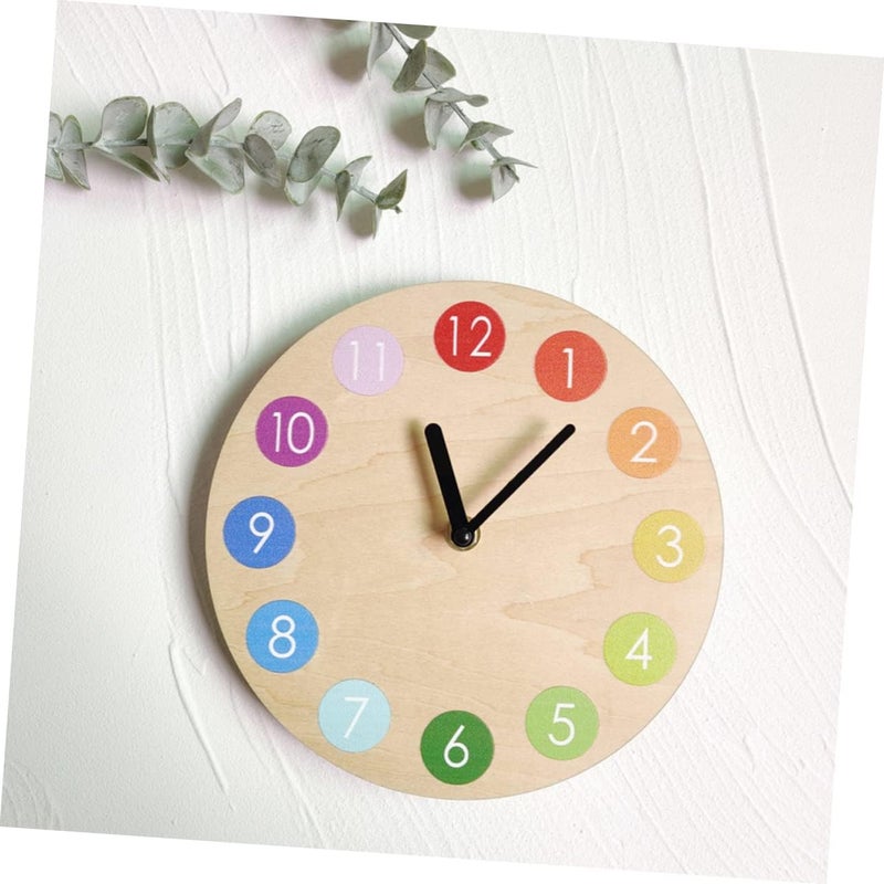 ABOOFAN Wooden Farmhouse Wall Clock DIY Decorative Mute Clock Unique Rainbow Design for Home Decor - Image 2