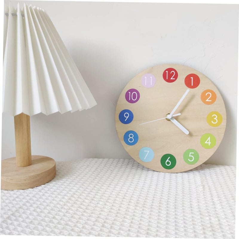 ABOOFAN Wooden Farmhouse Wall Clock DIY Decorative Mute Clock Unique Rainbow Design for Home Decor - Image 5