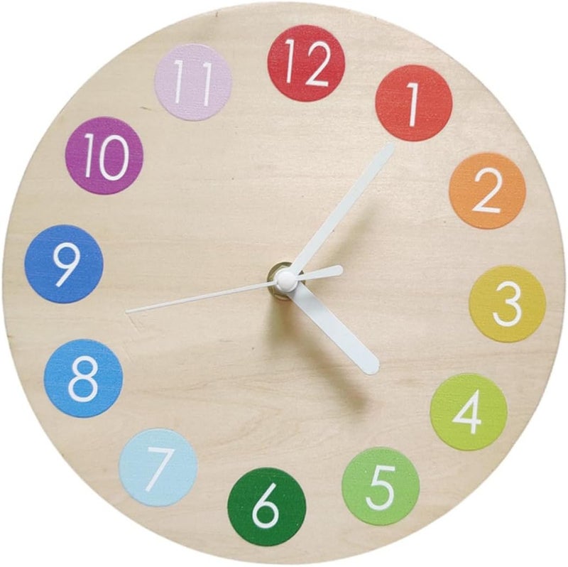ABOOFAN Wooden Farmhouse Wall Clock DIY Decorative Mute Clock Unique Rainbow Design for Home Decor - Image 1