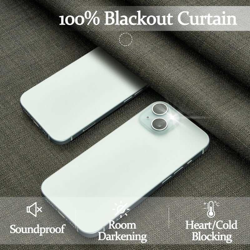 PleatedDrapes Pinch Pleated Drapes Greenish Grey Room Darkening Curtains 96 Inches Long for Living Room, Rustic Cottage Core 100% Blackout Faux Linen Double Layer Pleat Curtain 2 Panels Set Deep Depths Green Decor - Image 3