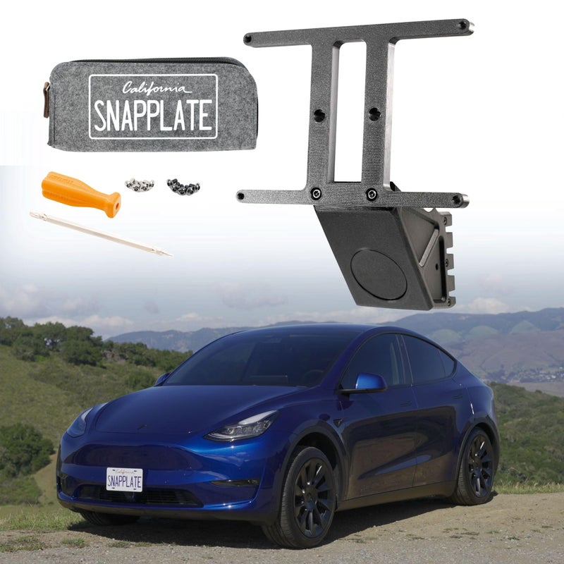 SnapPlate Front License Plate Holder StrengthOptimized AntiTheft Removable HeightAdjustable USA Made for Tesla Model Y 20202025