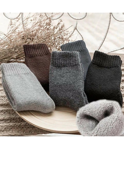 A set of high quality thick wool winter socks, soft, warm, comfortable and thick, designed for winter with a classic touch and knitted material, unisex (6 pairs)