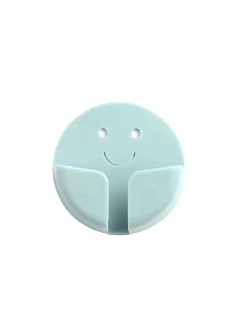 Smiley Face Plug Hook No Punching Fixed Data Cable Charger Power Plug Socket Hook Wall Mounted Wiring Organizer Home Supplies Blue